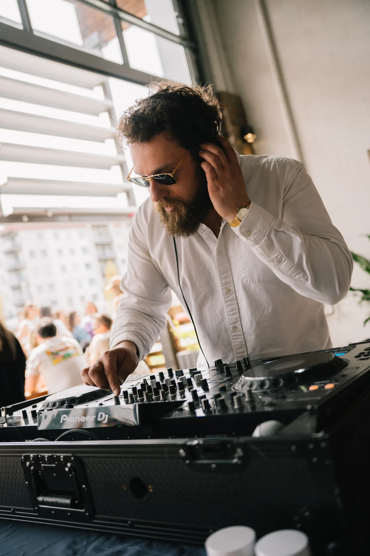Kris Falco DJing a daytime party at Rustic Reel, Kelowna